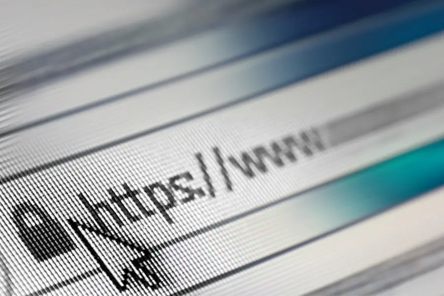 A super close-up of a mouse hovering over a URL.